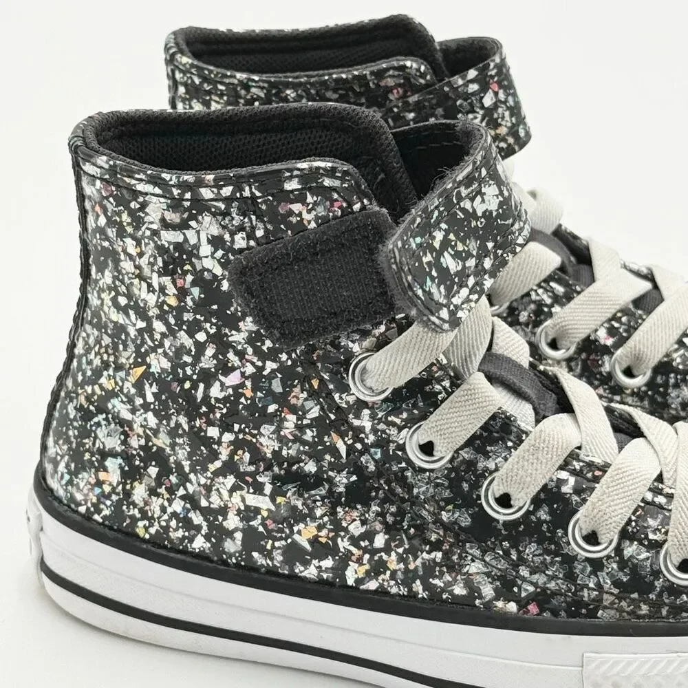 Converse All Star Chuck Taylor Glitter Hook and Loop Slip On Sneakers - US Grade